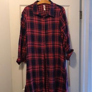 Long Plaid Button Down